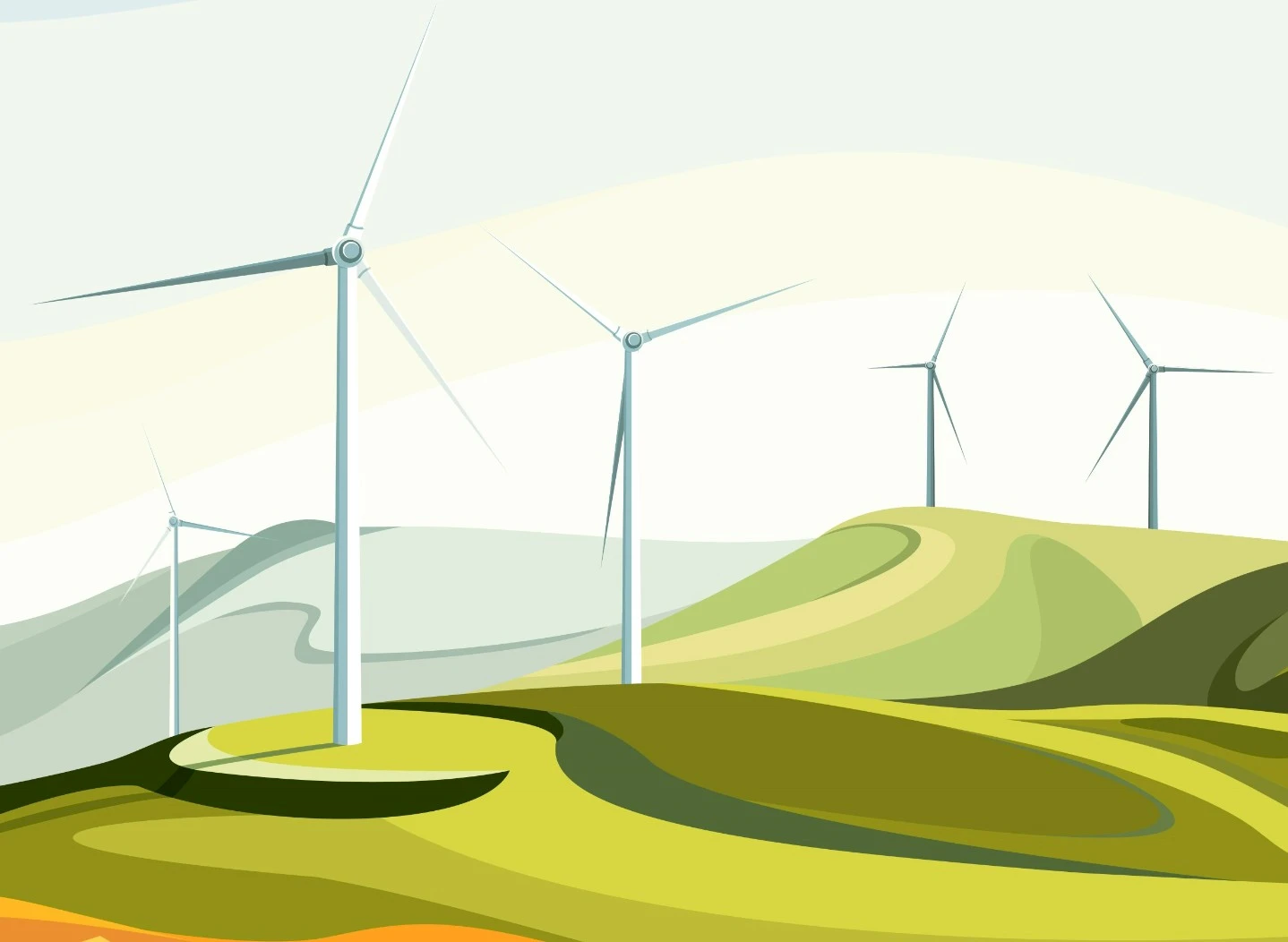 Illustration of a wind farm
