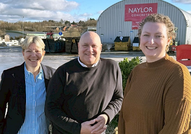 Nicky Phillips, Billy Fairhurst and Amy Thompson at the Naylor Concrete Head Office
