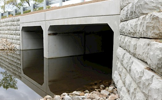 Cut Sandstone Retaining Wall around two culverts